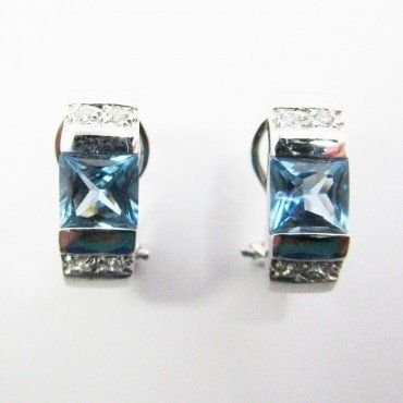 Sortija y Pendientes oro blanco piedra