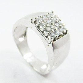 Sortija, Pendientes y Colgante oro blanco piedra