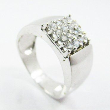 Sortija, Pendientes y Colgante oro blanco piedra