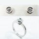 Sortija y Pendientes oro blanco piedra