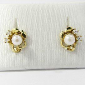 PENDIENTES NIÑA ORO AMARILLO PERLA