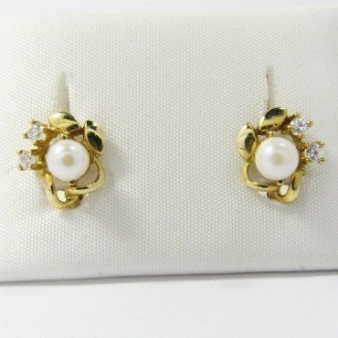 PENDIENTES NIÑA ORO AMARILLO PERLA