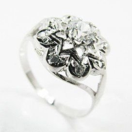 SORTIJA Y PENDIENTES ORO BLANCO PIEDRA