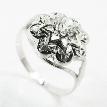 SORTIJA Y PENDIENTES ORO BLANCO PIEDRA