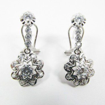 SORTIJA Y PENDIENTES ORO BLANCO PIEDRA