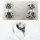 SORTIJA Y PENDIENTES ORO BLANCO PIEDRA