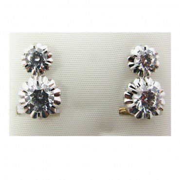 SORTIJA Y PENDIENTES ORO BLANCO PIEDRA