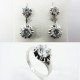 SORTIJA Y PENDIENTES ORO BLANCO PIEDRA