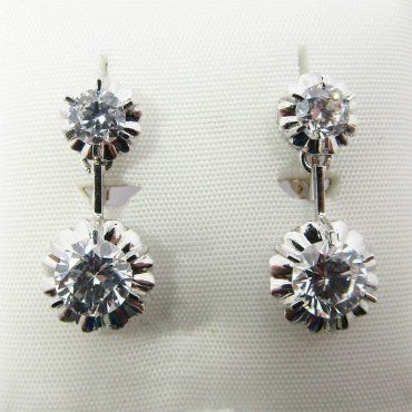 SORTIJA Y PENDIENTES ORO BLANCO PIEDRA