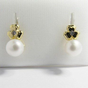 PENDIENTES NIÑA ORO AMARILLO PERLA