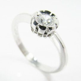 SORTIJA Y PENDIENTES ORO BLANCO PIEDRA