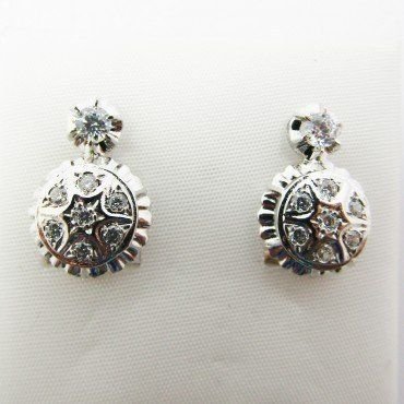 SORTIJA Y PENDIENTES ORO BLANCO PIEDRA