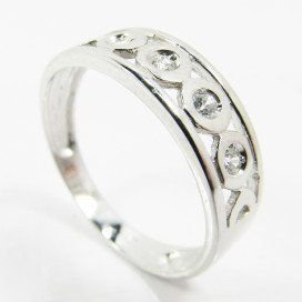 SORTIJA Y PENDIENTES ORO BLANCO PIEDRA