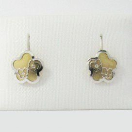 PENDIENTES ORO BICOLOR PIEDRA
