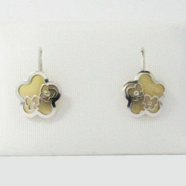 PENDIENTES ORO BICOLOR PIEDRA