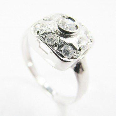 SORTIJA Y PENDIENTES ORO BLANCO PIEDRA