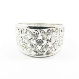 SORTIJA Y PENDIENTES ORO BLANCO PIEDRA