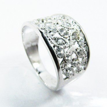 SORTIJA Y PENDIENTES ORO BLANCO PIEDRA