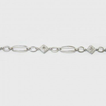 PULSERA SRA. ORO BLANCO PIEDRA