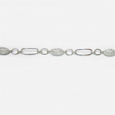 PULSERA SRA. ORO BLANCO PIEDRA