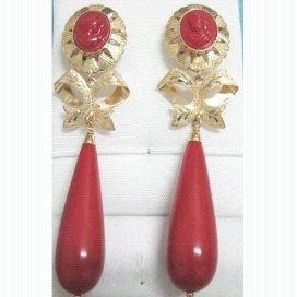 PENDIENTES ORO AMARILLO CORAL