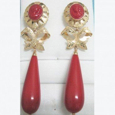 PENDIENTES ORO AMARILLO CORAL