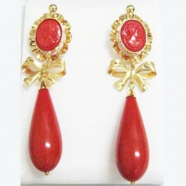 PENDIENTES ORO AMARILLO CORAL