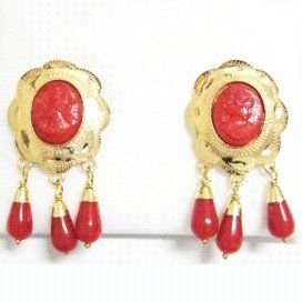 PENDIENTES ORO AMARILLO CORAL