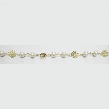PULSERAS NIÑA ORO PERLA ROSA LASER