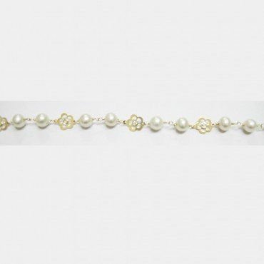 PULSERAS NIÑA ORO PERLA FLOR LASER