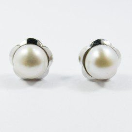 PENDIENTES ORO BLANCO PERLA