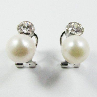 PENDIENTES ORO BLANCO PERLA
