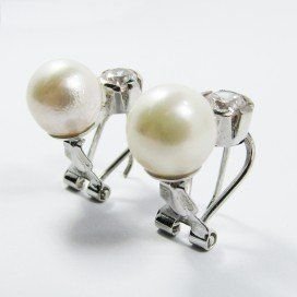 PENDIENTES ORO BLANCO PERLA