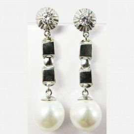PENDIENTES ORO BLANCO PERLA