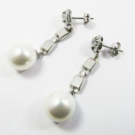 PENDIENTES ORO BLANCO PERLA