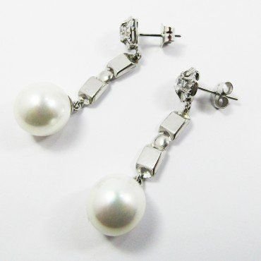 PENDIENTES ORO BLANCO PERLA