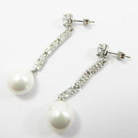 PENDIENTES ORO BLANCO PERLA