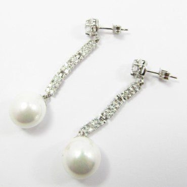 PENDIENTES ORO BLANCO PERLA