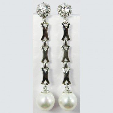 PENDIENTES ORO BLANCO PERLA