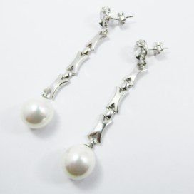 PENDIENTES ORO BLANCO PERLA
