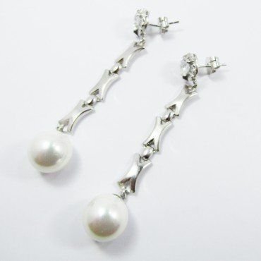 PENDIENTES ORO BLANCO PERLA