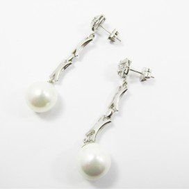 PENDIENTES ORO BLANCO PERLA