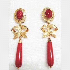 PENDIENTES ORO AMARILLO CORAL