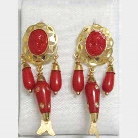 PENDIENTES ORO AMARILLO CORAL