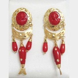 PENDIENTES ORO AMARILLO CORAL