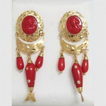 PENDIENTES ORO AMARILLO CORAL