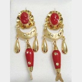 PENDIENTES ORO AMARILLO CORAL
