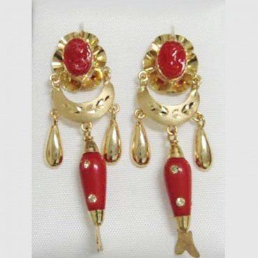 PENDIENTES ORO AMARILLO CORAL