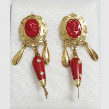 PENDIENTES ORO AMARILLO CORAL