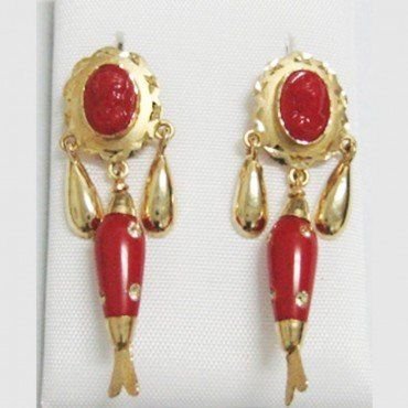 PENDIENTES ORO AMARILLO CORAL